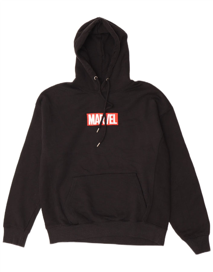 Pull & Bear Pull à capuche graphique Marvel pour hommes, grand, noir, polyester
