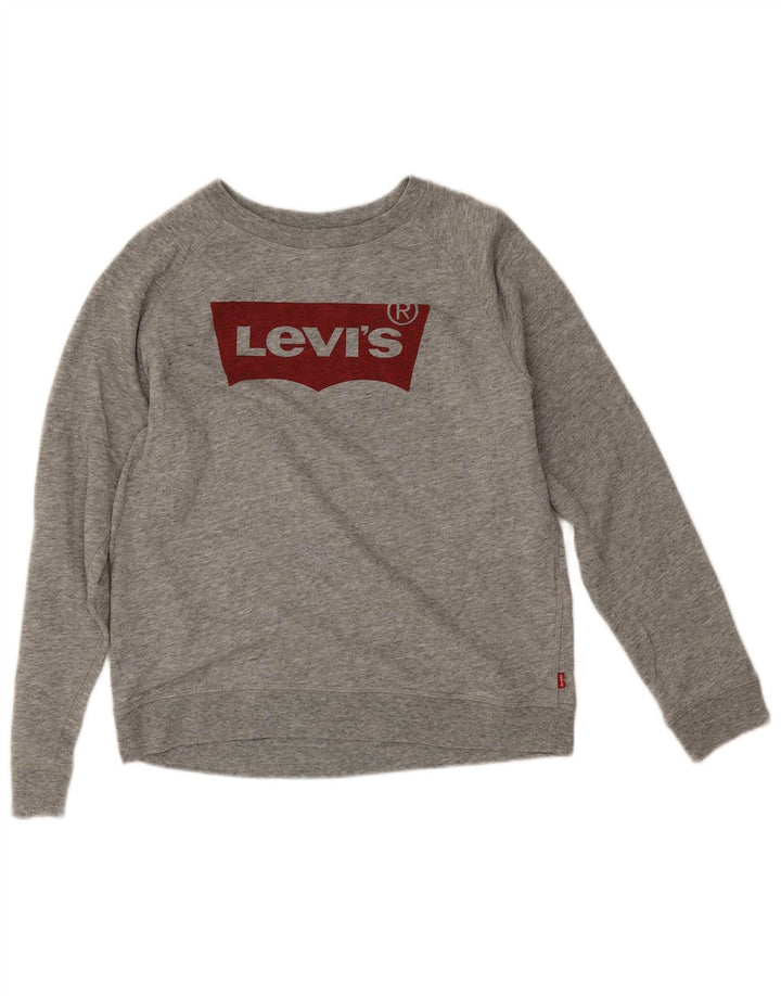 Levi's Sweat-Shirt Graphique Femme UK 16 Large Gris Coton