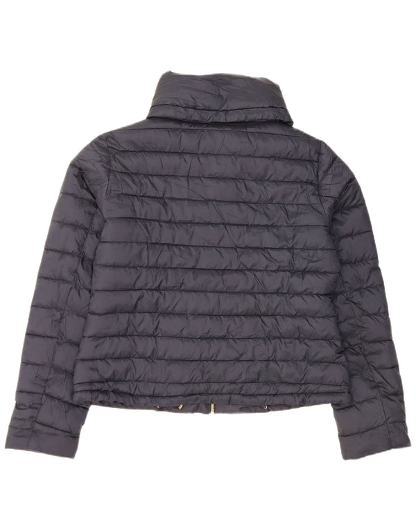 Zara Veste rembourrée à capuche courte pour femme UK 20 2XL Bleu marine Polyester
