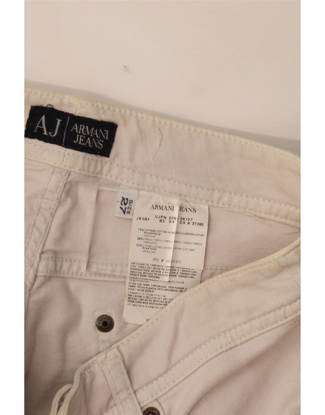 ARMANI Womens Straight Jeans W27 L27 White Cotton Vintage Armani and Second-Hand Armani from Messina Hembry 