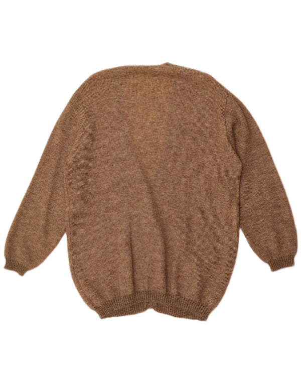 Vintage Womens Oversized Cardigan Sweater UK 14 Medium Brown Flecked Mohair
