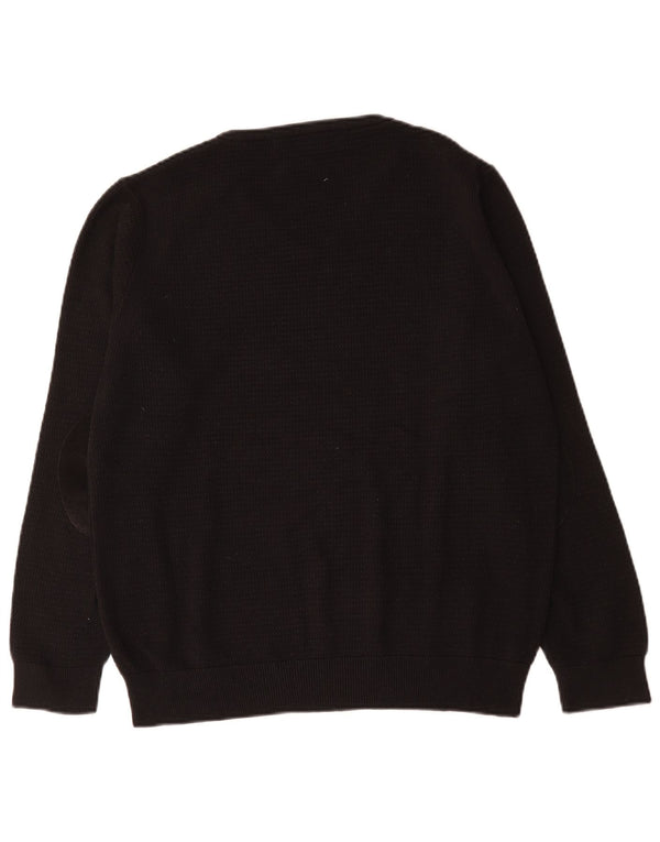 Zara Pull col V pour homme en coton noir Large