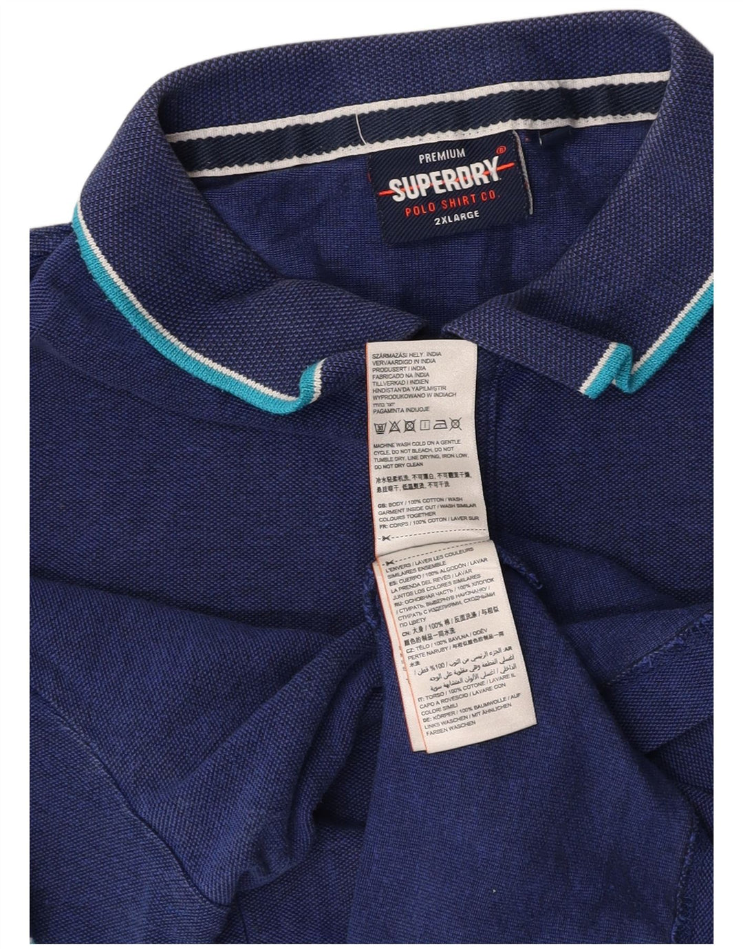 SUPERDRY Polo Homme 2XL Bleu Marine Coton