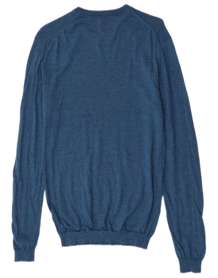 Jack Wills Pull à col rond pour homme en laine mérinos bleu moyen
