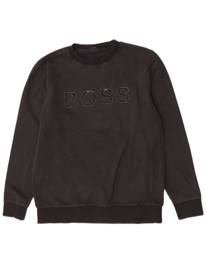Hugo Boss Sweat-shirt graphique coupe régulière pour hommes, grand coton noir