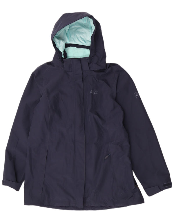 Jack Wolfskin Veste de pluie à capuche coupe régulière pour femme UK 18 XL Bleu marine