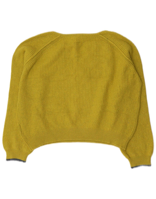 White Stuff Pull court à col en V pour femme UK 12 Jaune moyen