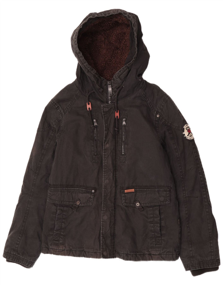 KHUJO Veste utilitaire à capuche pour homme UK 40 Large Noir