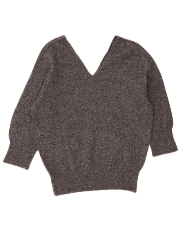 Kontatto Pull court à col en V pour femme UK 12 Gris moyen moucheté