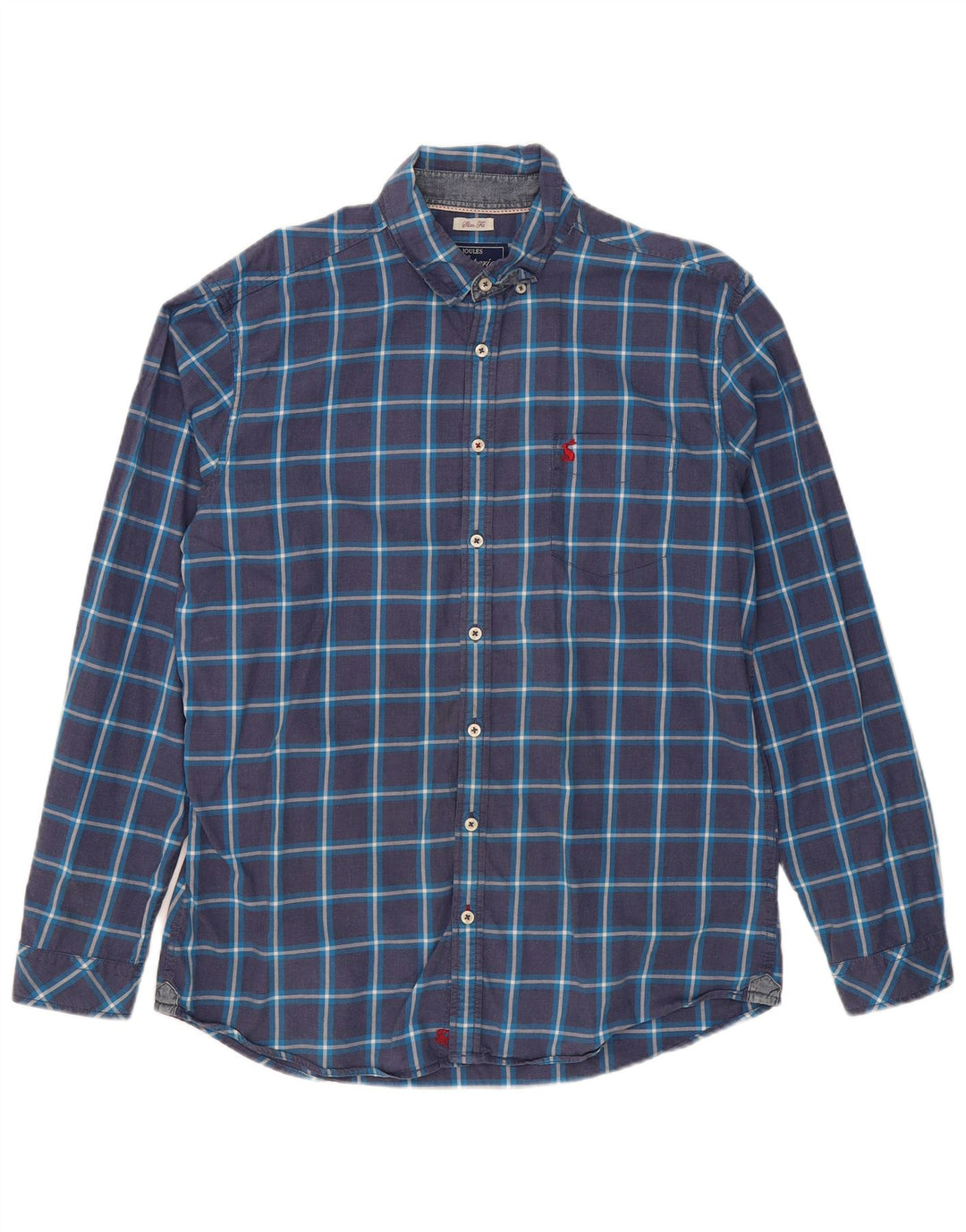 JOULES Chemise Slim Fit Homme Grands Carreaux Bleu Marine Coton