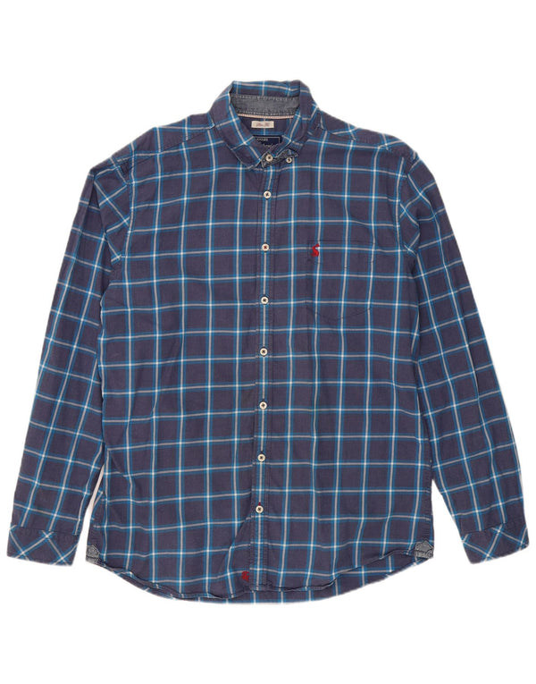 JOULES Mens Slim Fit Shirt Large Navy Blue Check Cotton