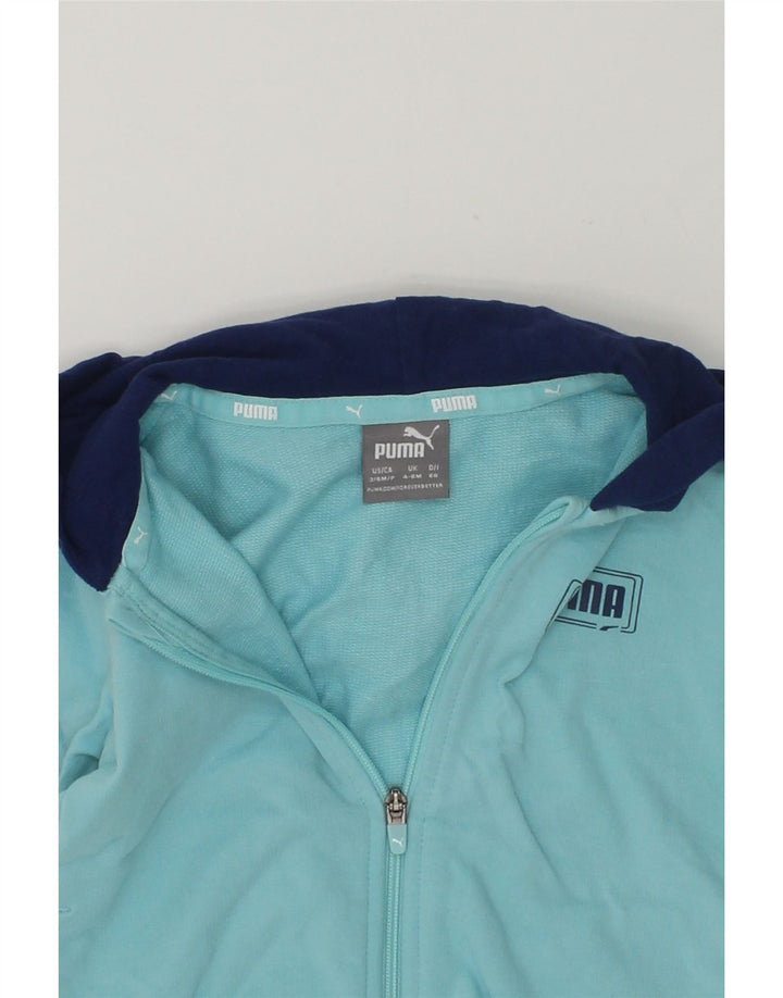 PUMA Baby Boys Zip Hoodie Sweater 3-6 Months Blue Colourblock Cotton | Vintage Puma | Thrift | Second-Hand Puma | Used Clothing | Messina Hembry 