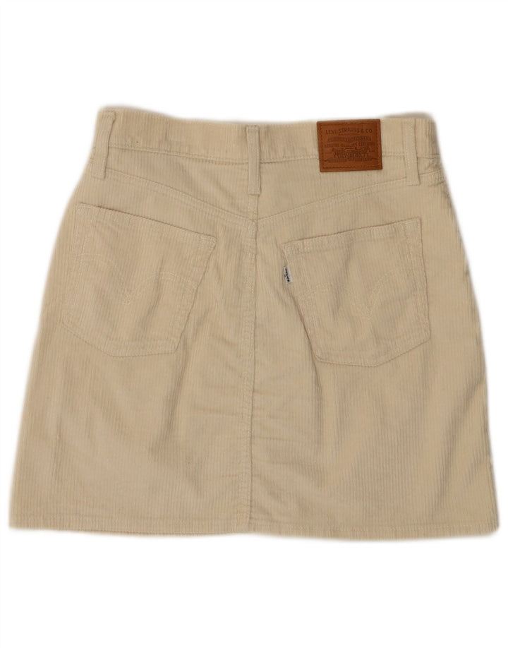 LEVI'S Femme 501 Mini Jupe En Velours Côtelé W28 Coton Blanc Cassé Moyen