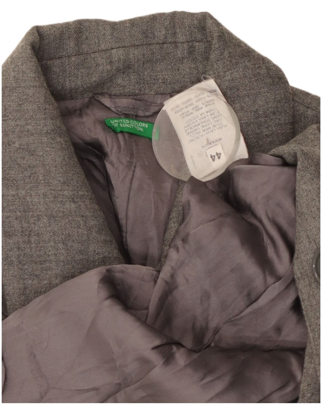 Benetton Veste Blazer 5 Boutons Femme IT 44 Laine Vierge Gris Moyen