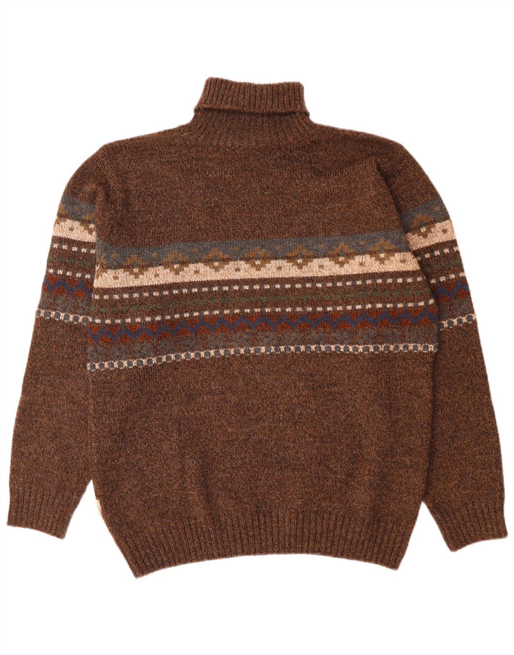 Camel Active Pull Col Roulé Homme Marron Moyen Laine Fair Isle