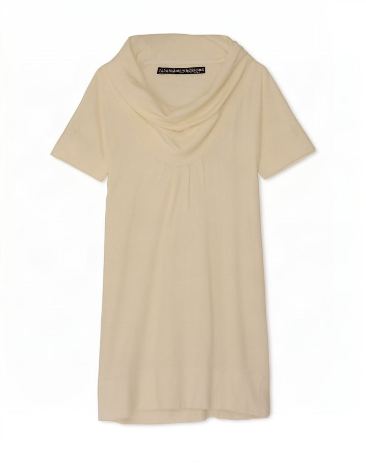 Zara Robe droite pour femme UK 14 Large Blanc cassé