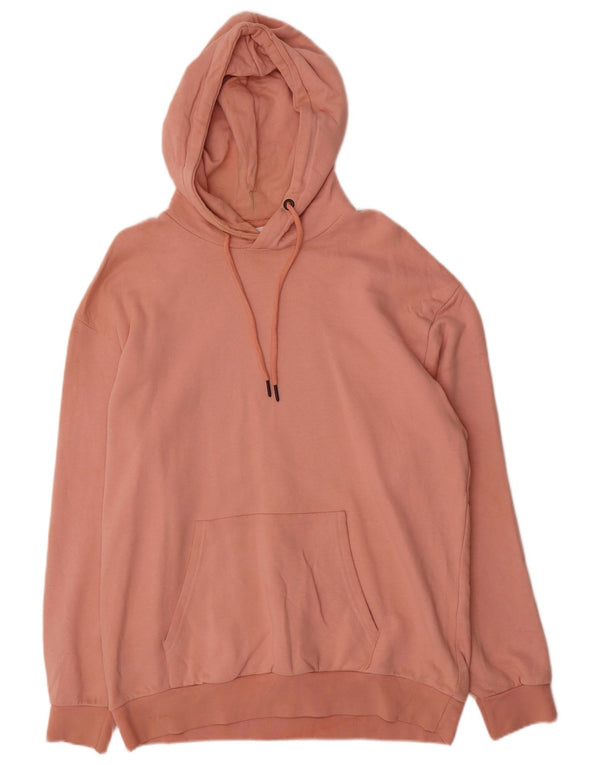 Zara Pull à capuche pour homme en coton rose Large