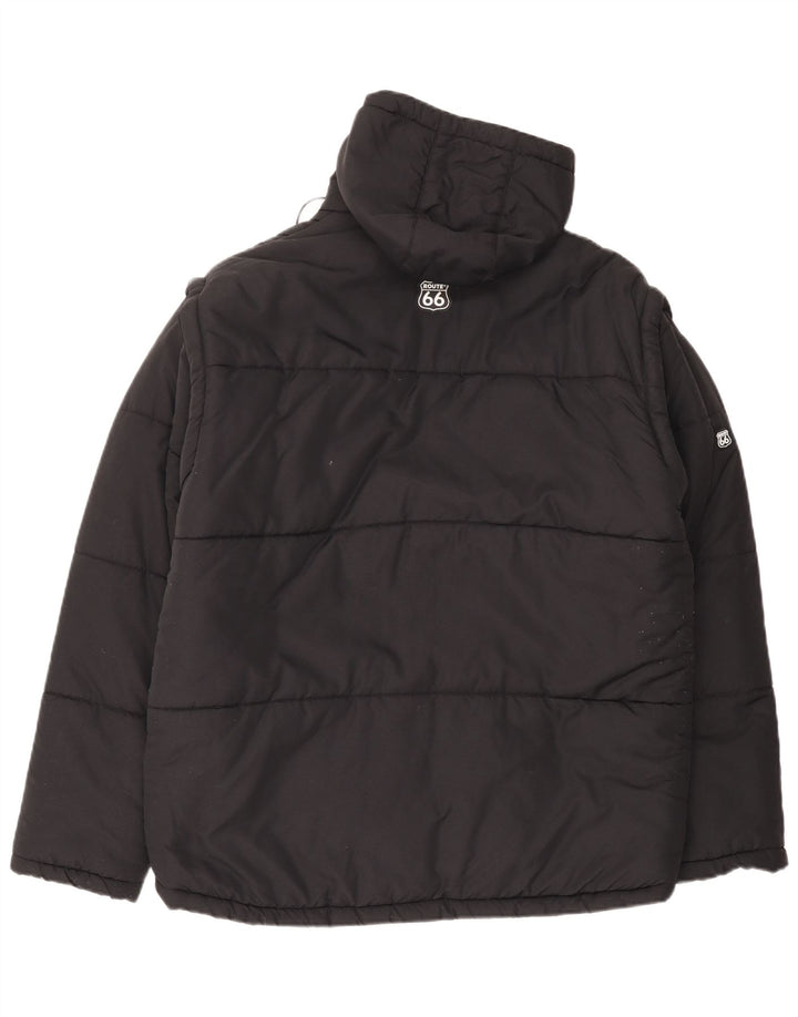 Route 66 Veste matelassée à capuche pour homme UK 40 Large Noir Polyamide