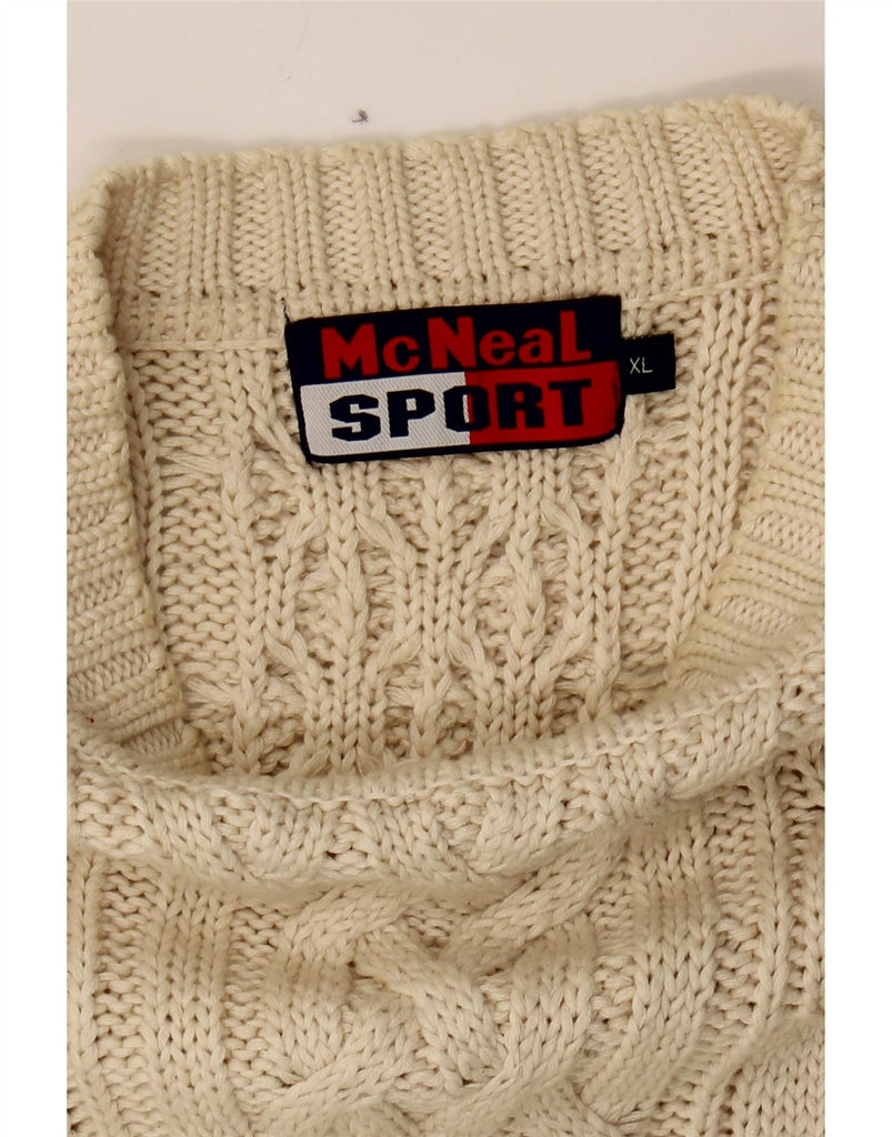 MC NEAL Mens Crew Neck Jumper Sweater XL Off White Cotton Vintage MC Neal and Second-Hand MC Neal from Messina Hembry 