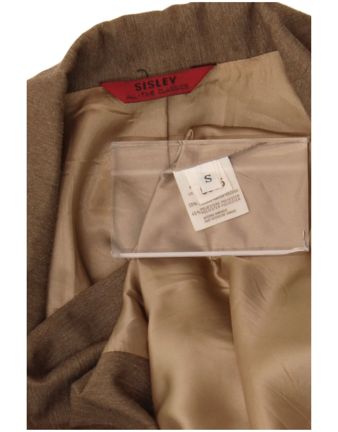 Sisley Veste Blazer 4 Boutons Femme UK 10 Petite Viscose Marron