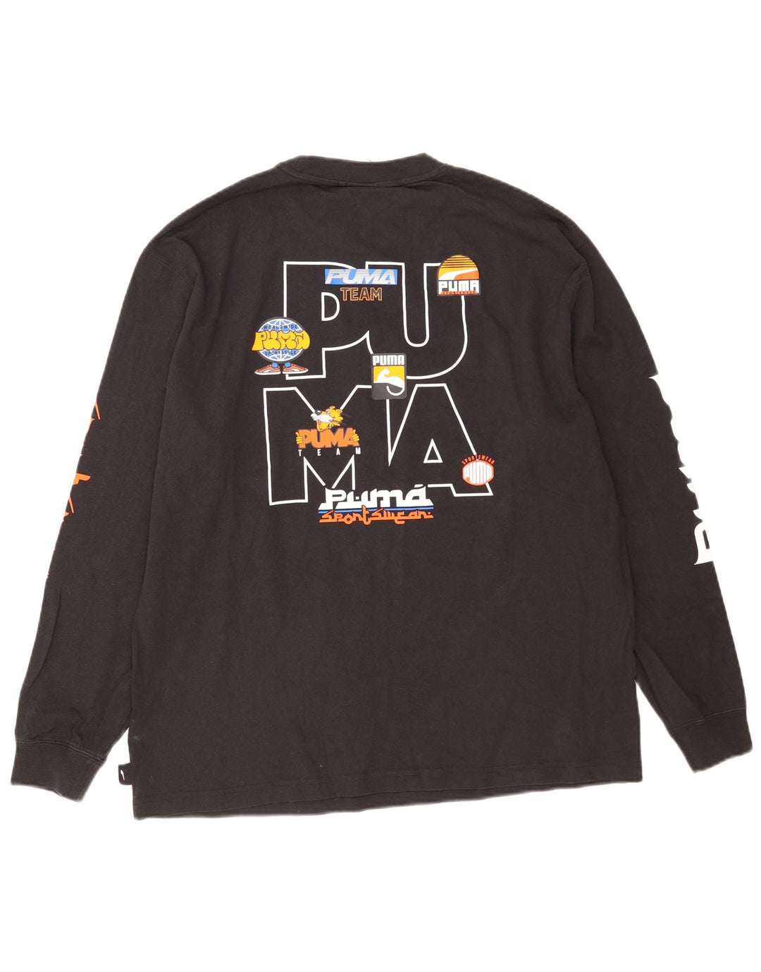 Puma Haut graphique à manches longues pour hommes, grand coton noir