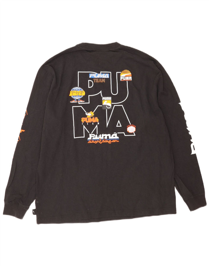 Puma Haut graphique à manches longues pour hommes, grand coton noir