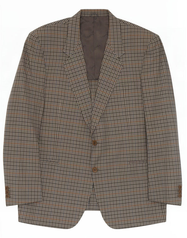 Pierre Cardin Veste blazer à 2 boutons pour homme UK 40 Grand gris à carreaux en coton