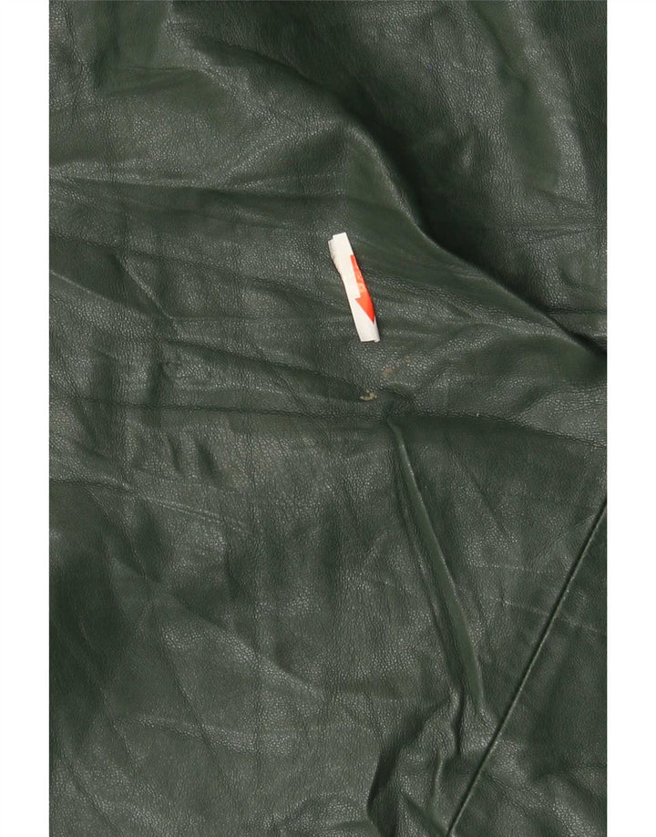 Zara Femme Haut Une Épaule En Simili Cuir UK 12 Vert Moyen Polyuréthane
