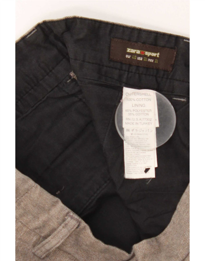 Zara Pantalon Chino Droit Homme EU 40 Medium W31 L30 Gris Polyester