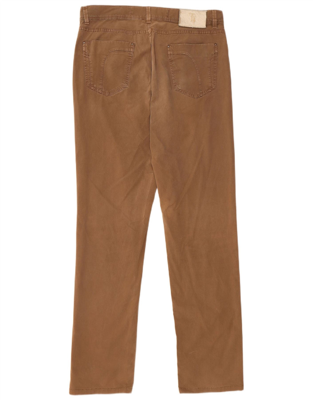 TRUSSARDI Pantalon décontracté droit pour homme W34 L32 Marron Coton