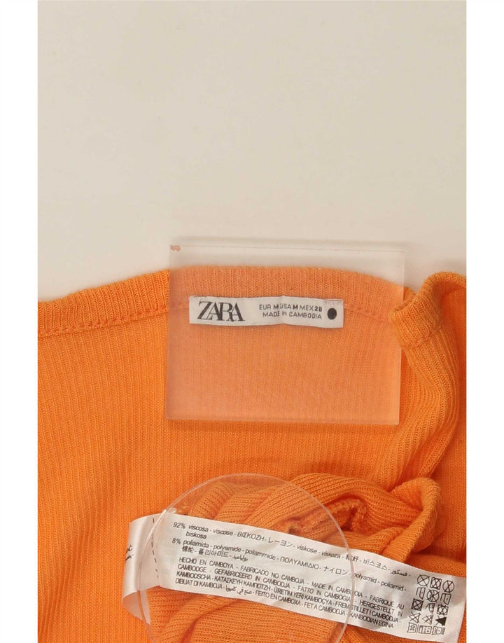 Zara Womens Crop Top UK 14 Viscose Orange Moyen