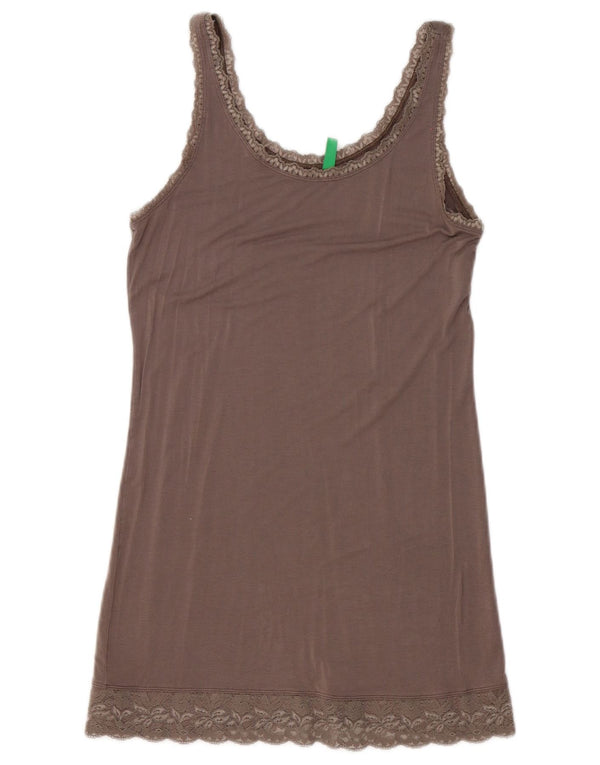 Benetton Femme Mini Robe Slip UK 6 XS Gris Viscose