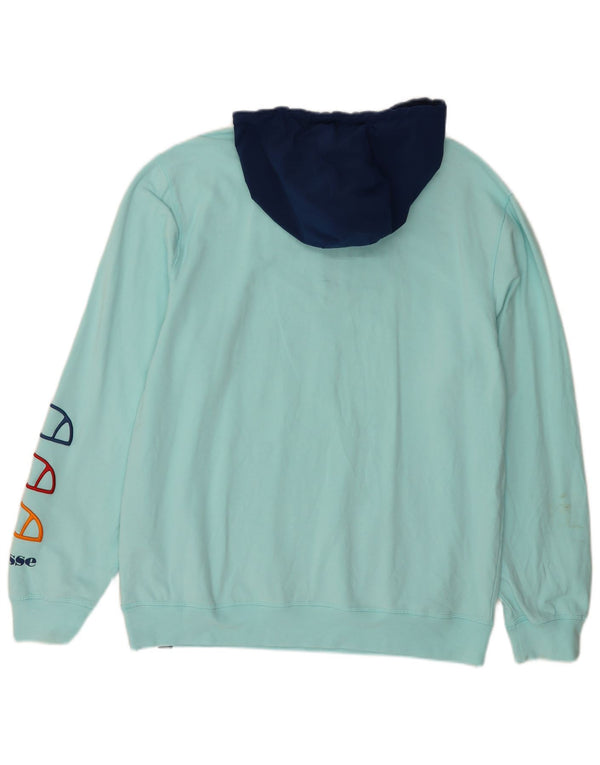 ELLESSE Pull à capuche graphique pour homme XL en coton color block turquoise