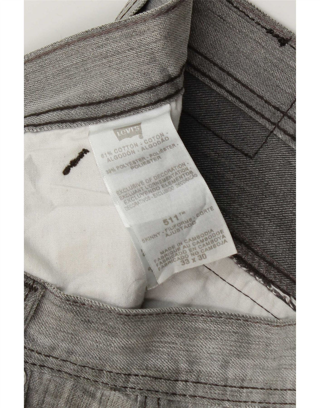 Levi's Jean Slim 511 Homme W33 L30 Gris Moucheté Coton