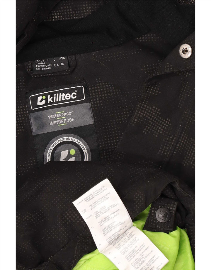Killtec Veste de pluie à capuche garçon 15-16 ans Noir Polyester