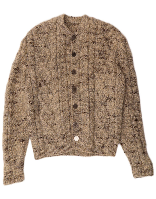 vintage Femme Cardigan Pull UK 12 Moyen Beige Classique