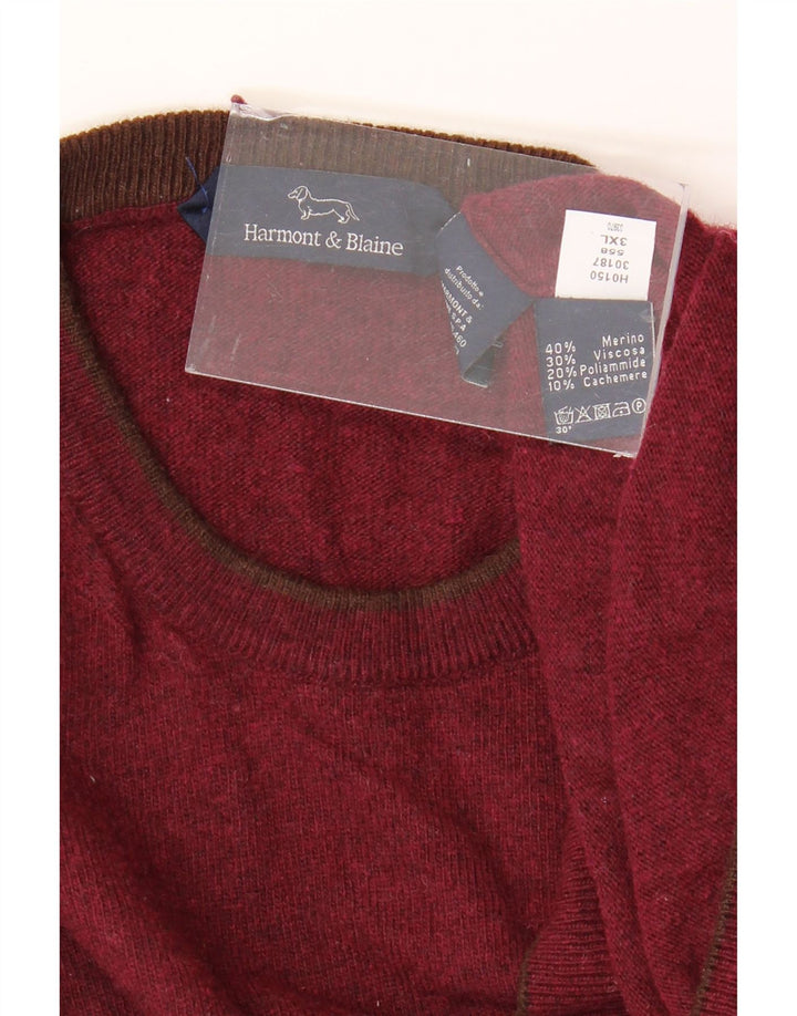 HARMONT & BLAINE Pull à col rond pour homme 3XL en laine mérinos bordeaux