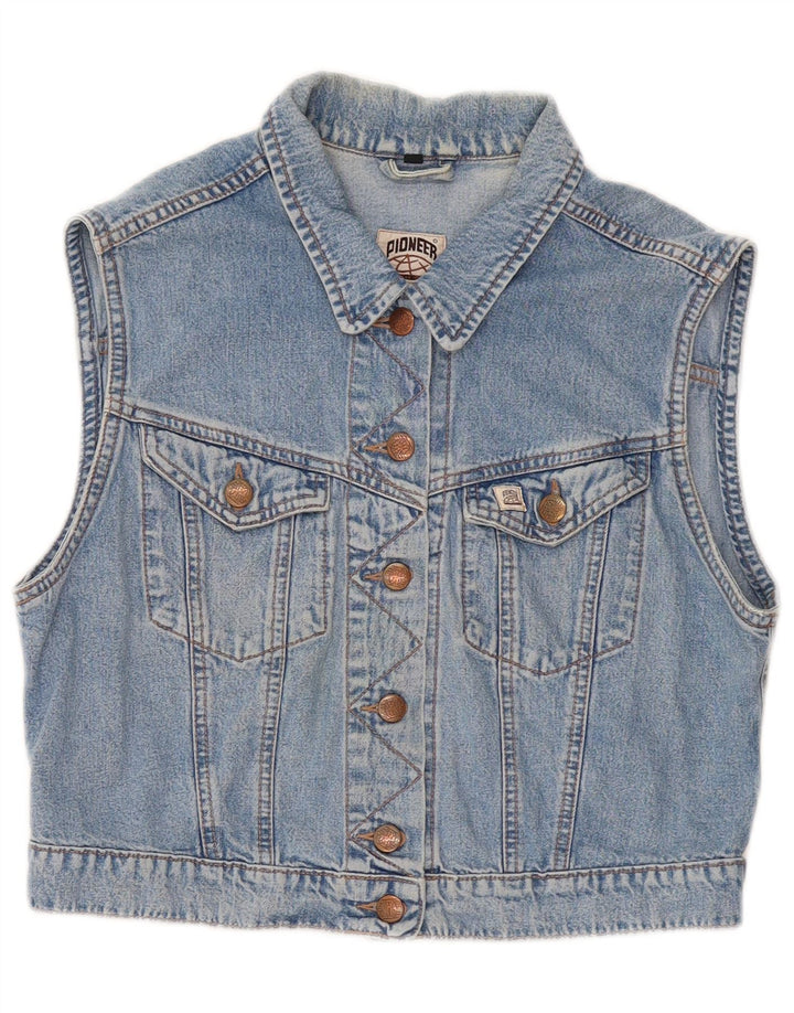 PIONEER Gilet court en denim pour femme UK 14 Bleu moyen Coton