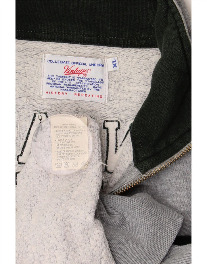 VINTAGE Homme Graphique Survêtement Top Veste XL Gris Coton