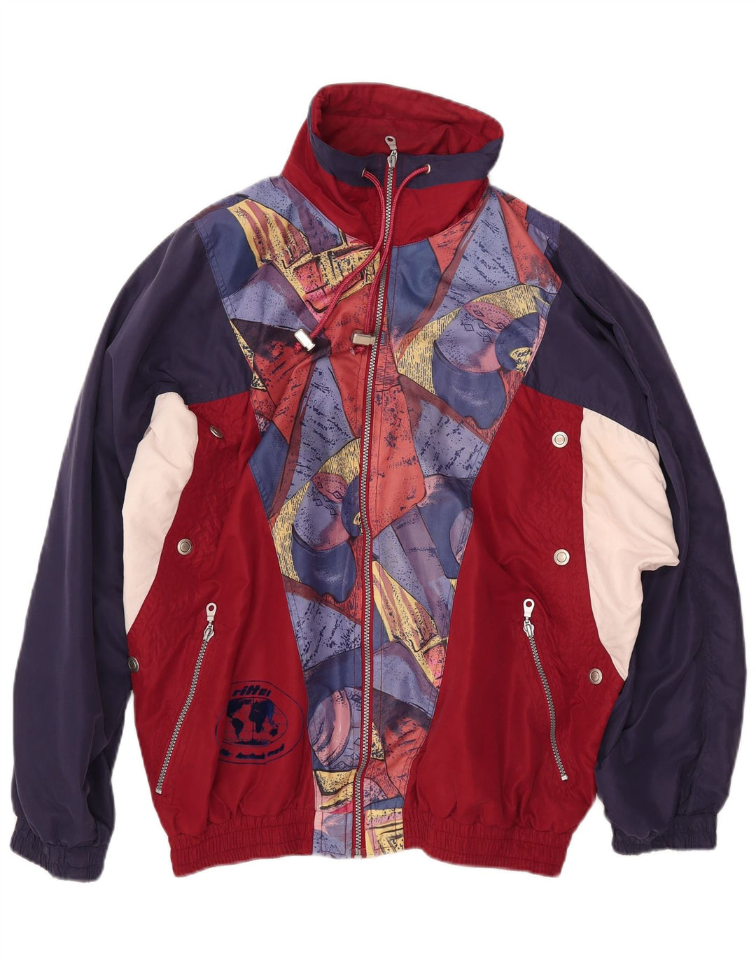 VINTAGE Veste de survêtement graphique pour homme 2XL Bleu marine Colourblock