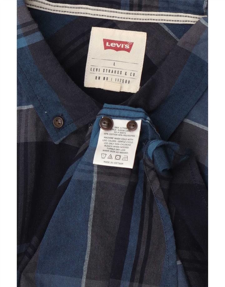 Levi's Chemise à Manches Courtes Homme Bleu Marine à Carreaux Large en Coton