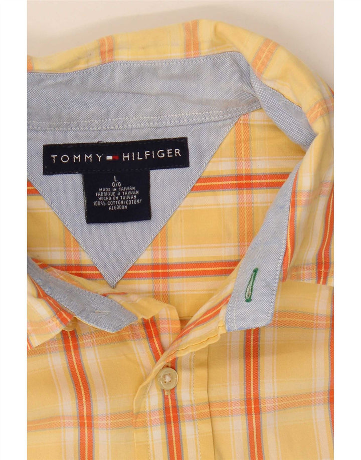 Tommy Hilfiger Chemise à manches courtes pour homme en coton à carreaux jaunes
