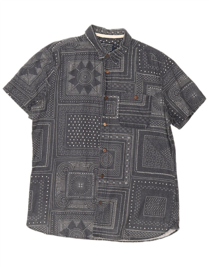 John Lewis Chemise à manches courtes pour homme en coton géométrique gris moyen