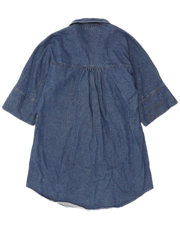 Zara Robe chemise en jean pour femme UK 14 Bleu moyen en coton