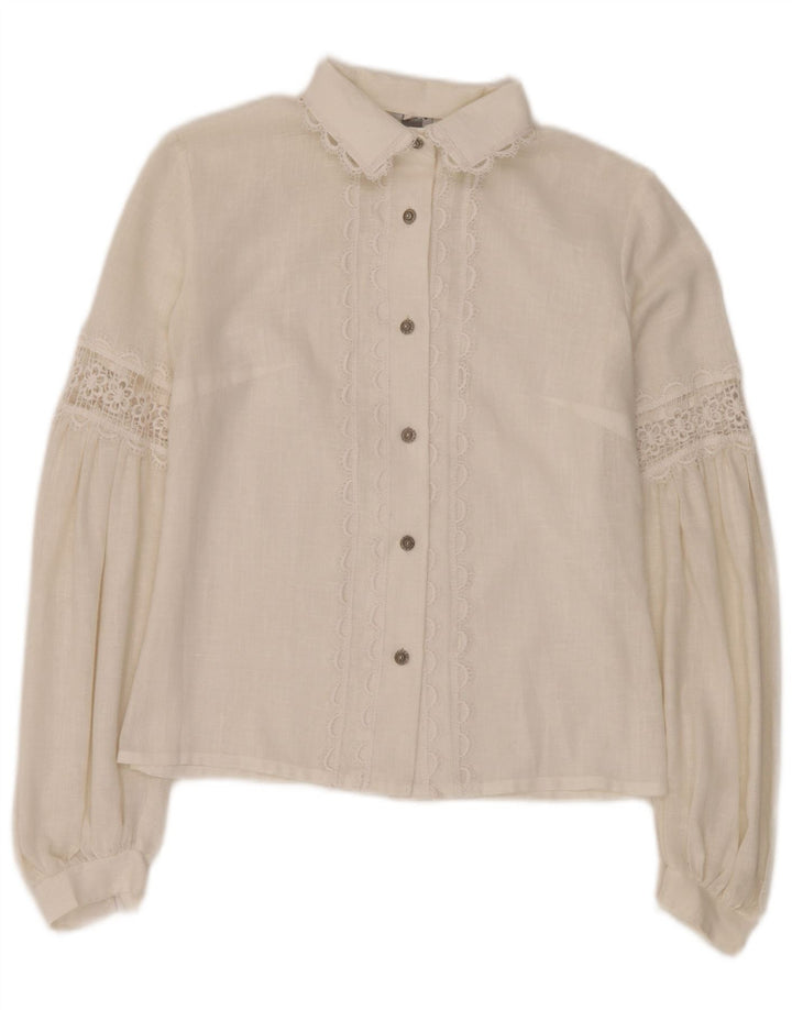 Hanne Modell Chemisier Femme EU 38 Moyen Blanc Floral Coton