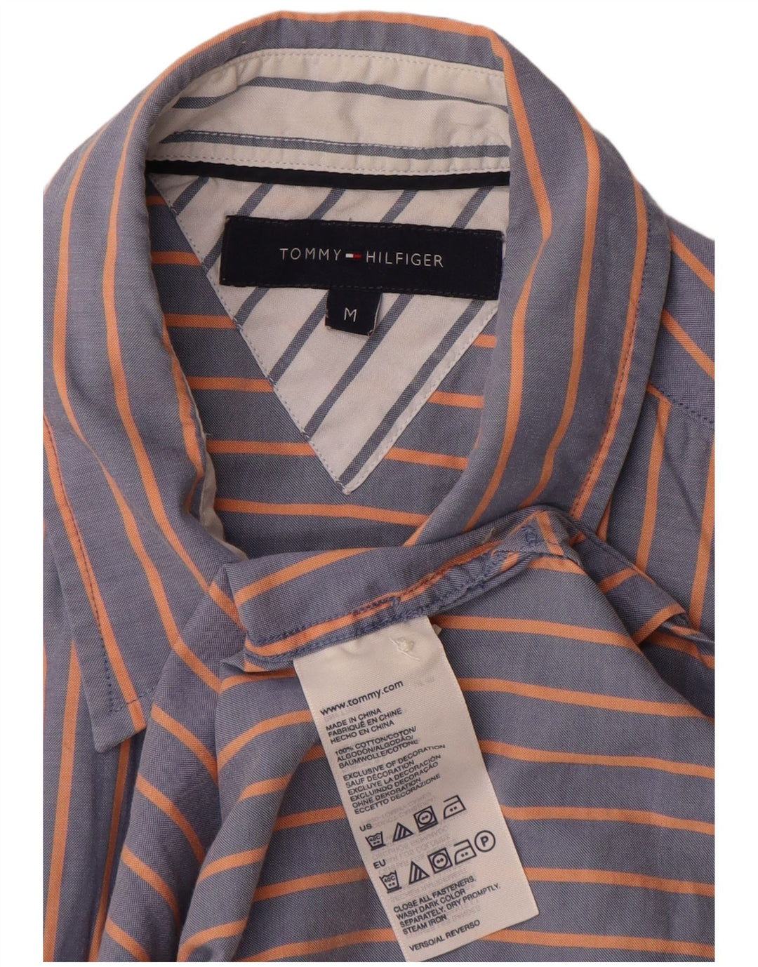 TOMMY HILFIGER Chemise à Manches Courtes Homme Bleu Moyen Rayé Coton