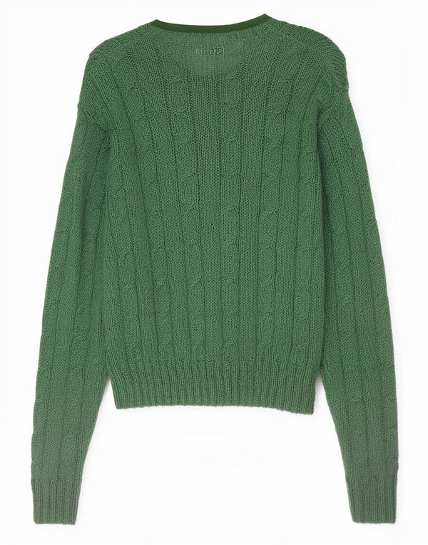 vintage Womens Crop Cardigan Sweater UK 16 Grand Vert