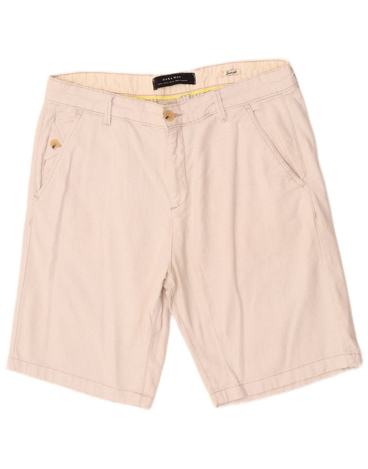 Zara Short chino Sunset pour homme EU 40 Medium W31 Blanc cassé à carreaux