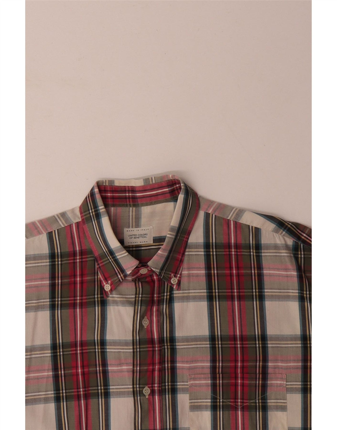 BENETTON Chemise à Manches Courtes Homme Grand Carreau Multicolore