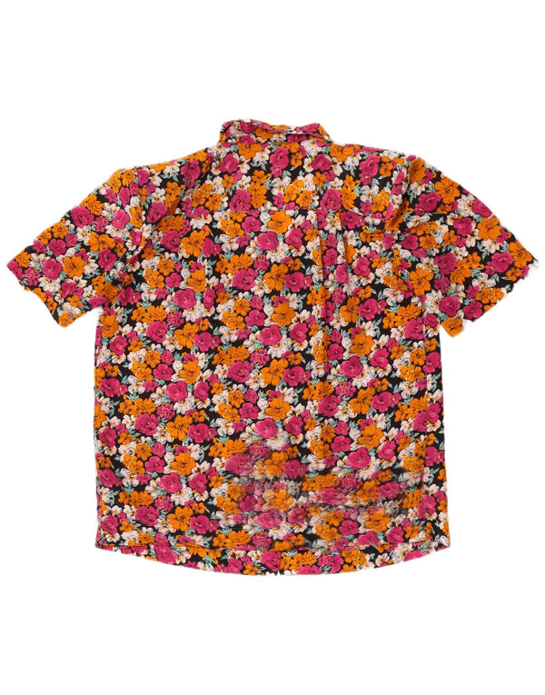 Chemise à manches courtes femme vintage UK 20 2XL Floral multicolore